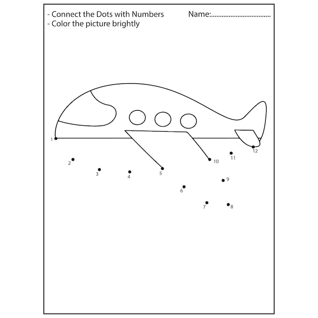 Airplane Connect The Dots kindergarten Activities