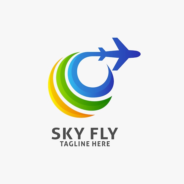 Airplane flying logo design