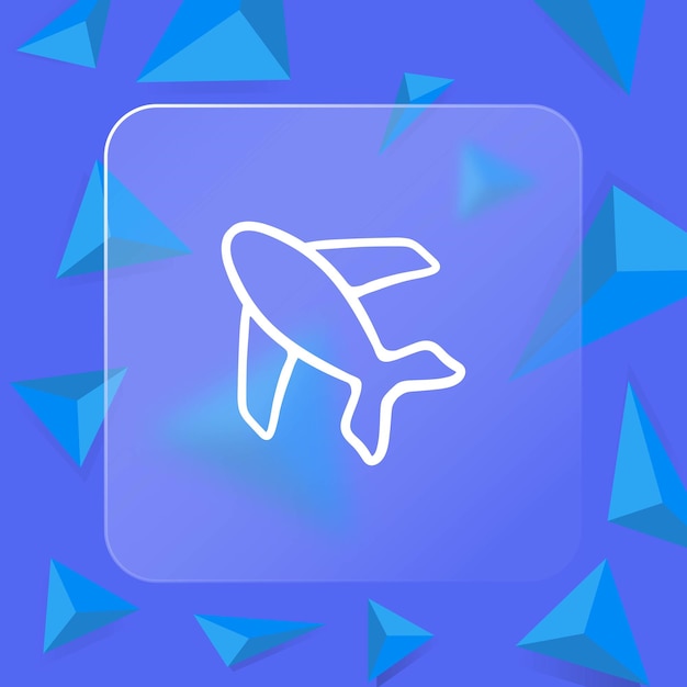 Airplane icon set Illustrations representing airplanes in different styles and perspectives including passenger Planes concept Glassmorphism style Vector line icon for Business