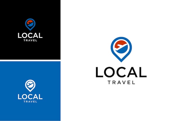 airplane and location icon vector.local point gps for travel logo