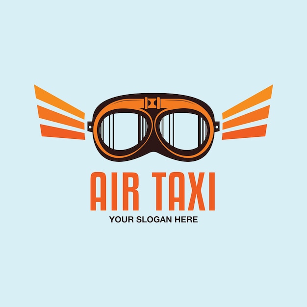 Airplane logo template with goggles Air taxi Plane badge graphics for tshirt sticker Flight brand identity Stock vector label