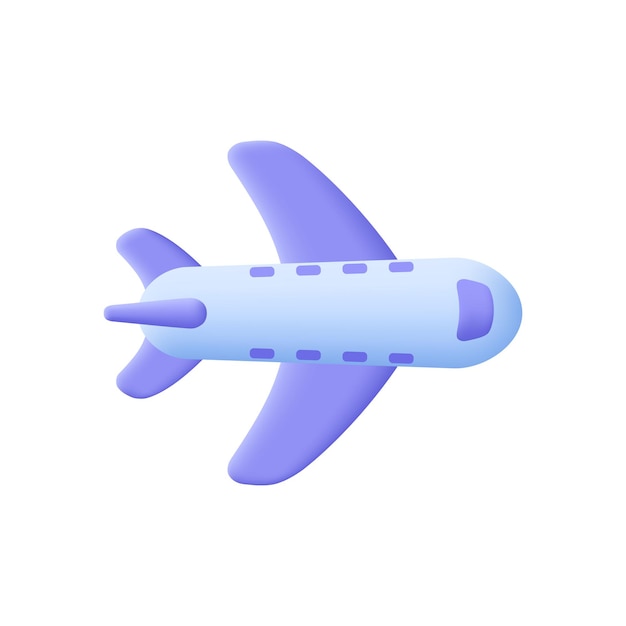 Airplane Plane toy 3d vector icon Cartoon minimal style