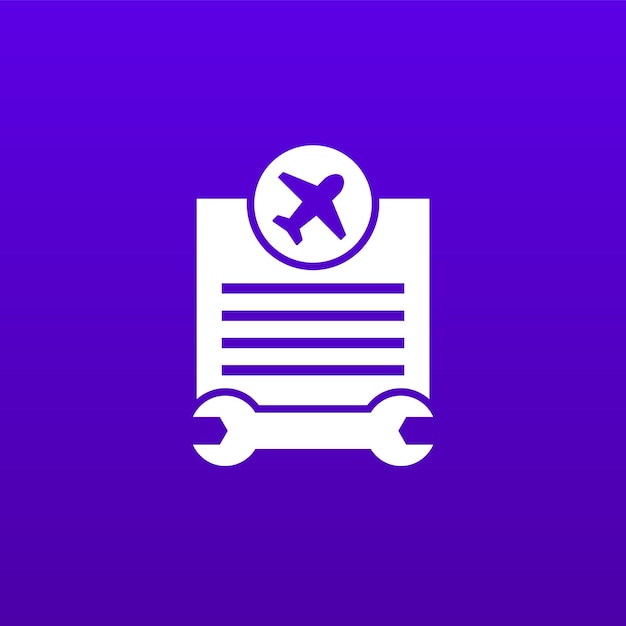 Airplane repair list icon vector