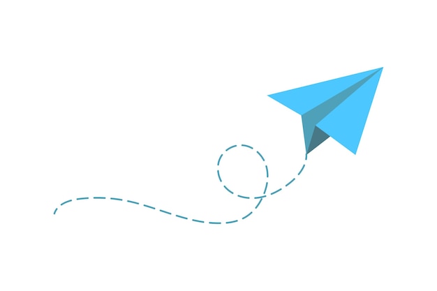 Airplane route in the dotted line shape. Travel concept, paper airplane path.