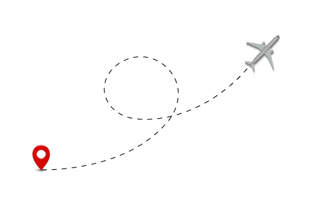 Airplane route dotted lines