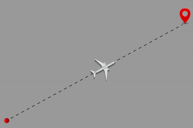 Airplane route dotted lines.