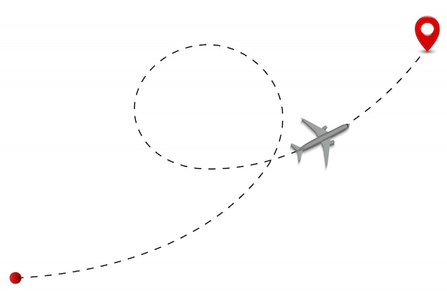 Airplane route dotted lines.