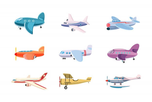 Airplane set. Cartoon set of airplane