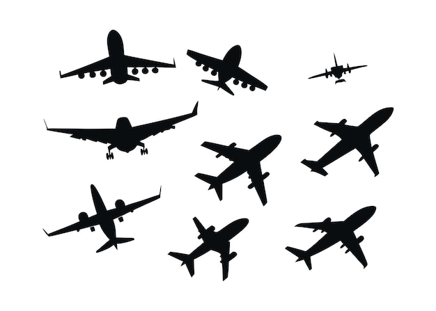 Airplane Silhouettes flying Plane vector ai generated