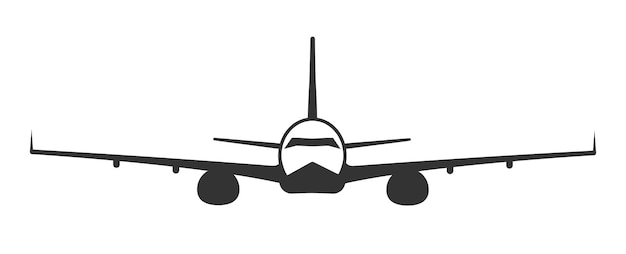 Airplane in simple style front view isolated on white background Vector illustration