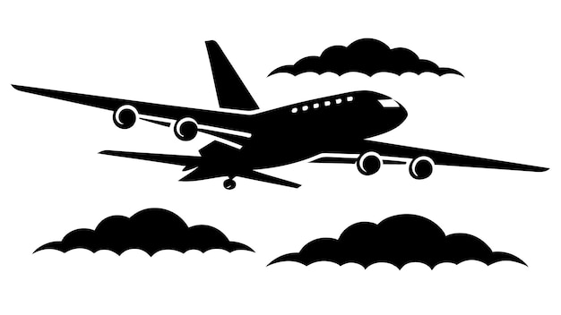 Airplane in Sky Silhouette Art Capturing the Spirit of Flight Sky Silhouette Illustrations for Projects