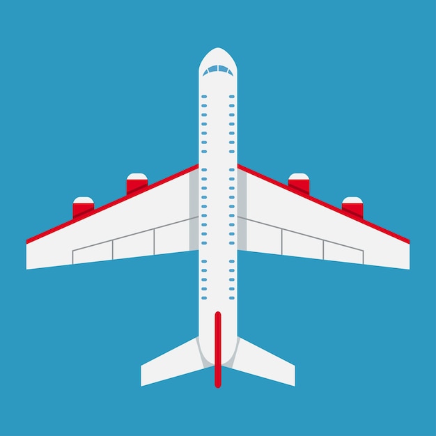 Airplane of top view. Aircraft icon in flat style. Vector illustration.