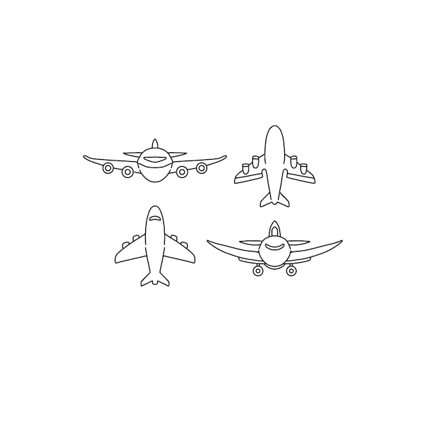 airplane travel hand drawn doodle illustrations vector set