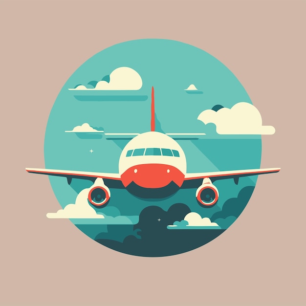 Airplane travel logo background flat color vector cartoon style illustration