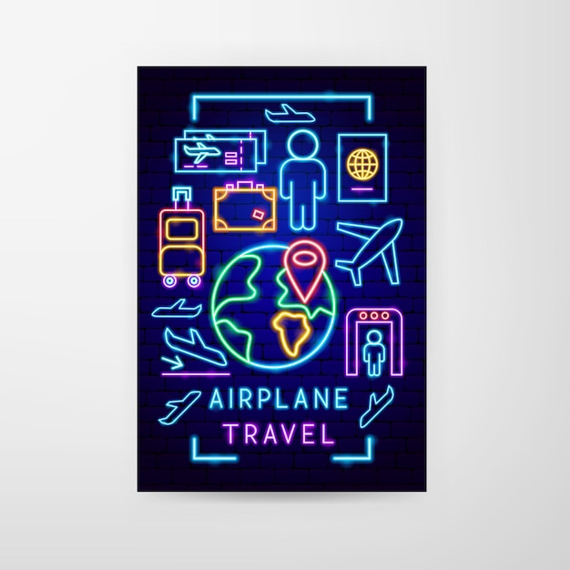 Airplane Travel Neon Flyer