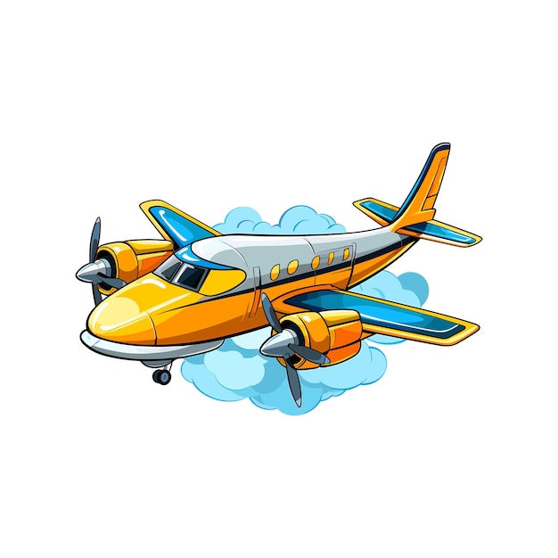 airplane vehicle Simpsons cartoon style white background