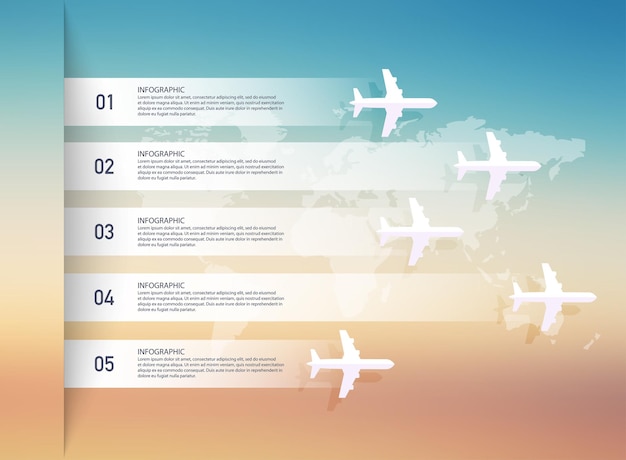 Airplanes and world map infographic concept