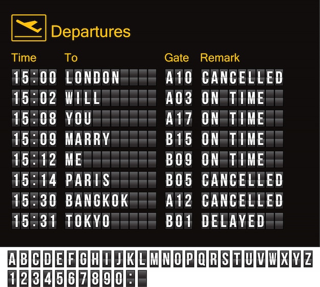 Airport board isolated