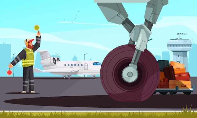 Vector airport cartoon composition