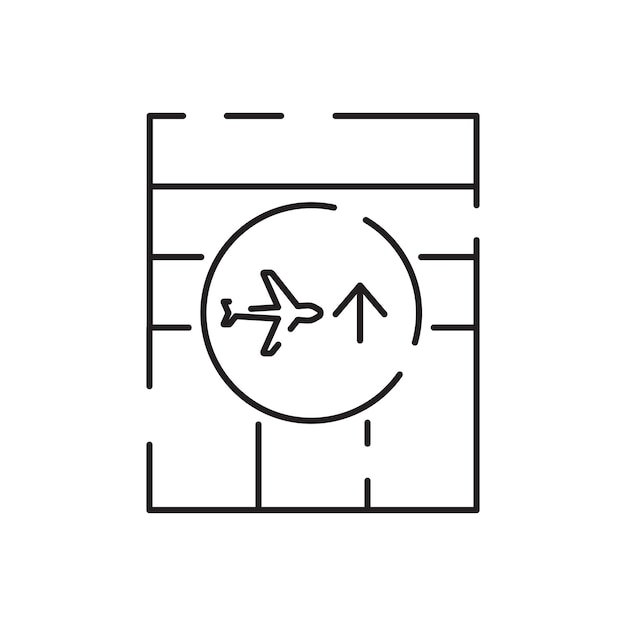 Airport line icon Airport building Plane is landing or flight Vector line icon Summer travel or transport