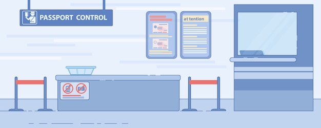 Airport Passport Control Service flat illustration