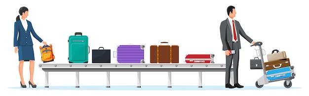 Airport Security Scanner Conveyor With Luggage