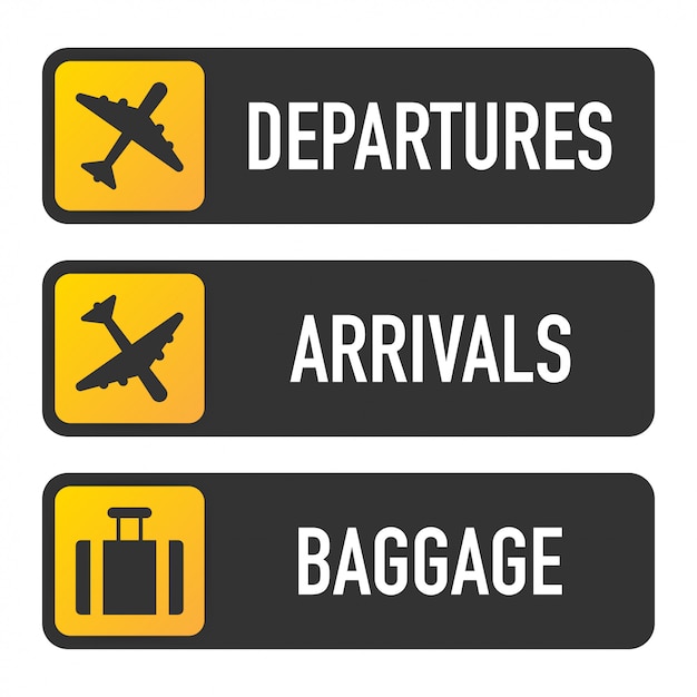 Airport Signs departure, arrivals and baggage.