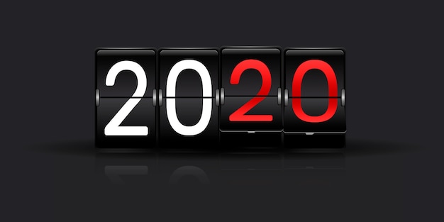 Airport time table with numbers. Flip countdown timer with number of year. Countdown timer. Mechanical scoreboard of counter of elapsed time.