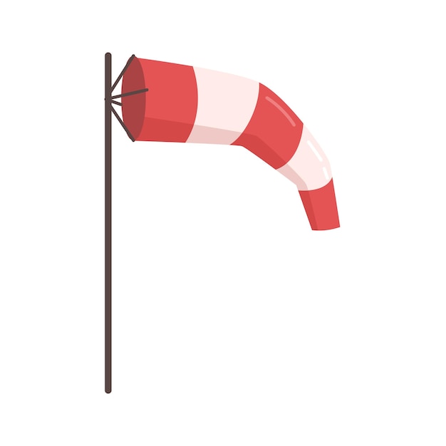 Airport wind sock red and white flat cartoon flag