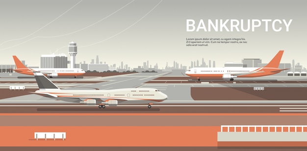 airport with parked airplanes coronavirus pandemic quarantine  concept