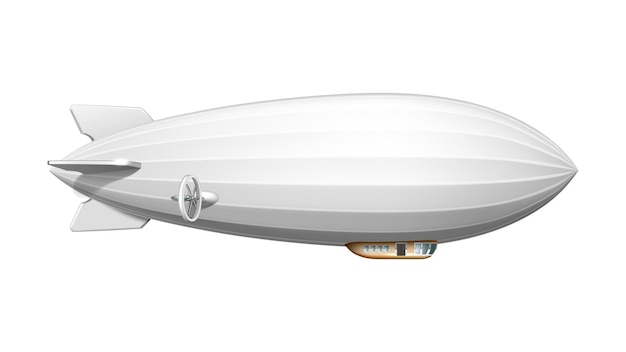 Airship Blank White Flying Transportation Vector