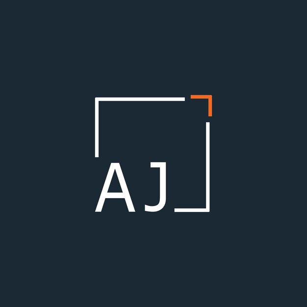 AJ initial monogram logo with square style design