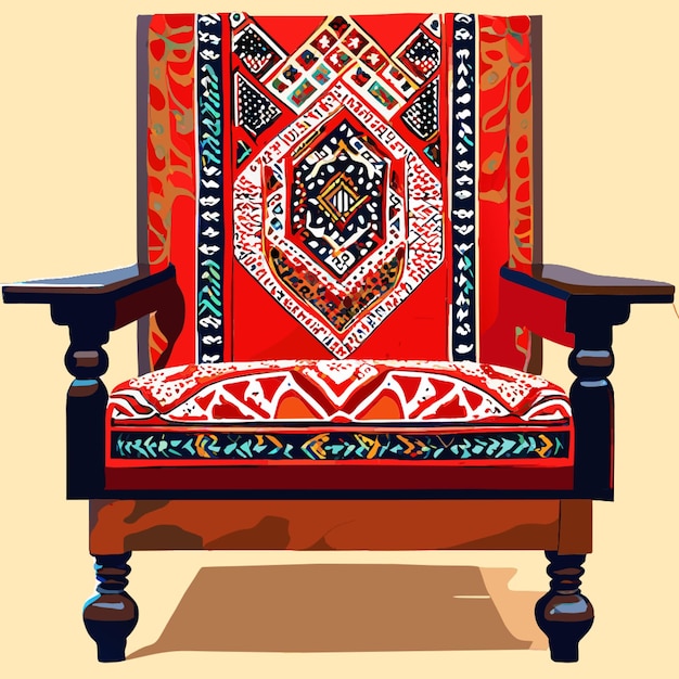 Vector ajrak design implement on chair vector illustration