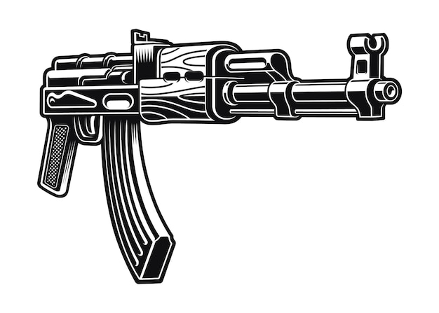 AK 47 riffle illustration isolated on white