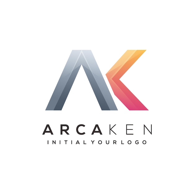 Ak letter logo gradient colorful illustration