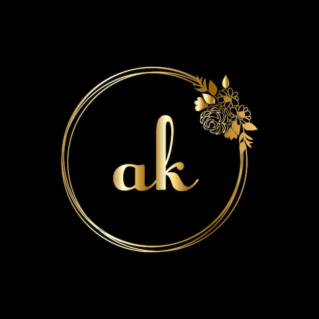 AK Monograms Wedding Circle handwriting vector template