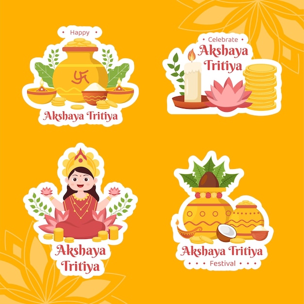 Akshaya Tritiya Festival Label Flat Cartoon Hand Drawn Templates Background Illustration