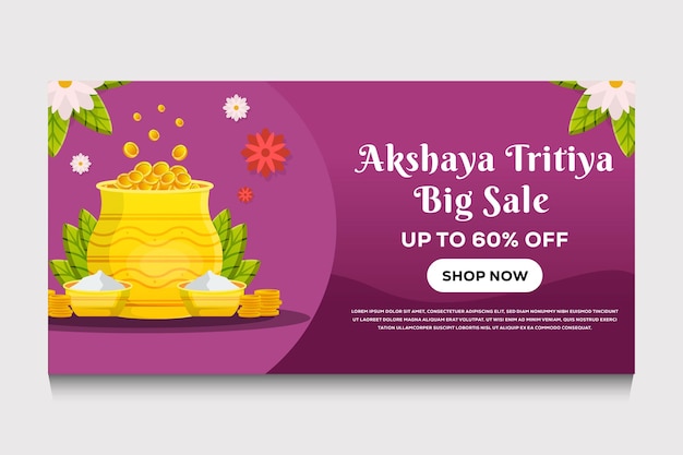 Akshaya tritiya illustration horizontal big sale banner