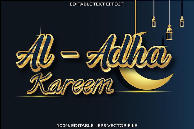 Al Adha Kareem Editable text effect 3D Gradient style Design