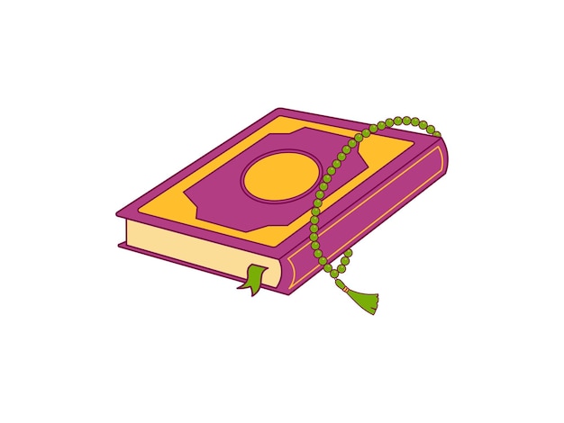 Al Quran With Prayer Beads Illustration