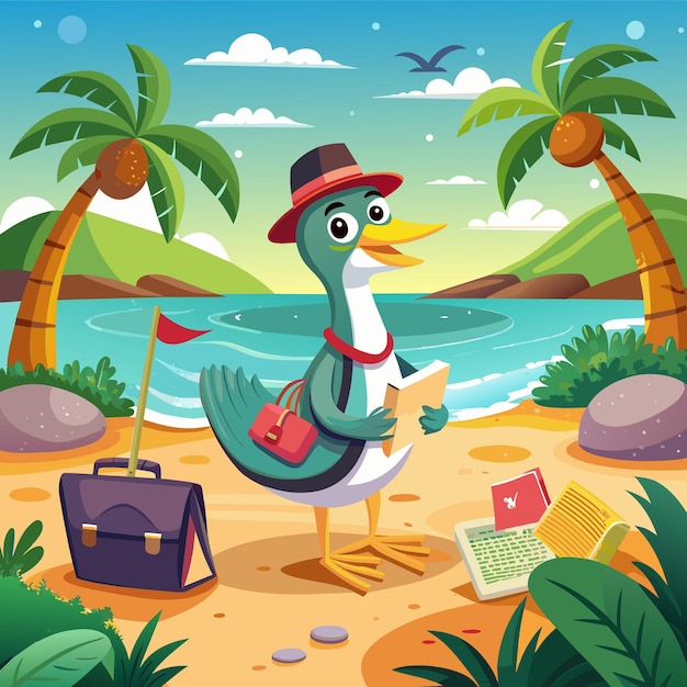 Alaotra Grebe duck humiliated goes beach Notepad vector