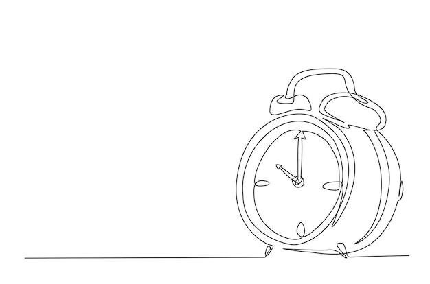 Vector alarm clock continuous one line drawing