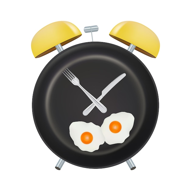 Alarm Clock Face With A Fork And Spoon Intermittent Fasting Lunchtime Diet And Weight Loss