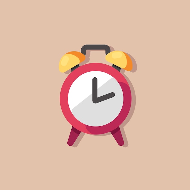 Alarm clock flat vector illustration. Alarm clock, wake up early, time to go to school, morning