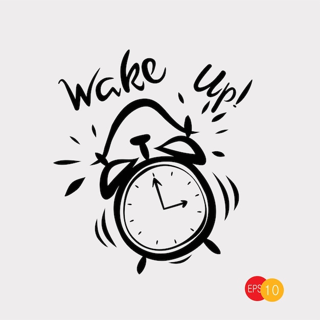 alarm clock icon doodle on white background 