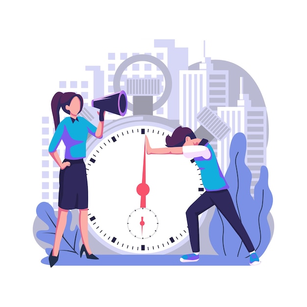 The alarm clock is ringing flat style illustration design