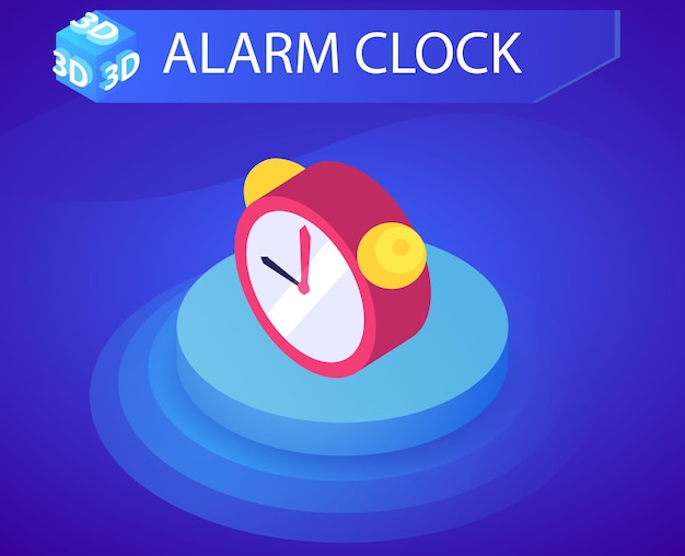 Alarm clock isometric design icon Vector web illustration 3d colorful concept