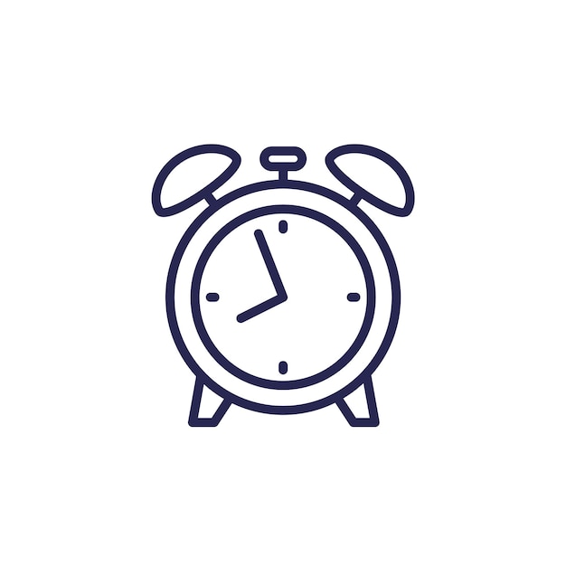 Alarm clock line icon on white