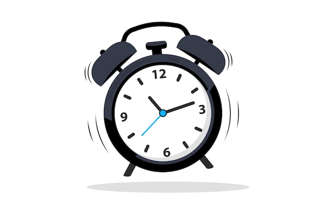 Alarm clock. Loud signal to wake up in the morning from bed. Getting up in the morning or waking up. Mechanical signaling device, bell. Vector illustration of Alarm Clock Sounds. Wake up time