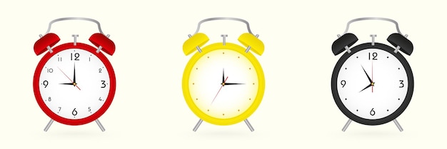 Alarm clock set three versions of clock Vector illustration